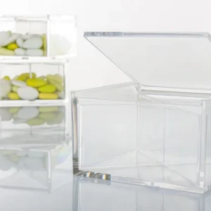 12 Scatoline in Plexiglass Trasparente 10x10x6cm con divisorio porta confetti