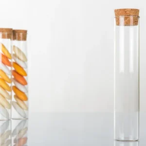 24 Provette in Vetro 12 cm con Tappo in Sughero Base Cilindrica porta confetti