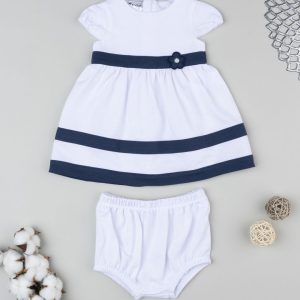 Abito bimba bianco/blu con fiore